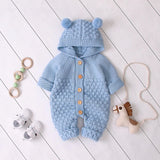 Ear Knit Romper With Hoodie